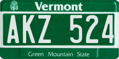 VT license plate AKZ524
