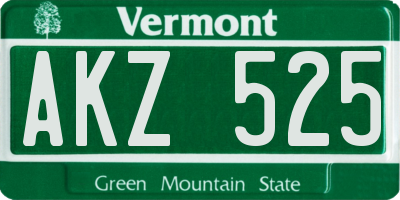 VT license plate AKZ525