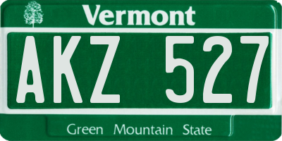 VT license plate AKZ527
