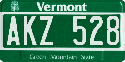 VT license plate AKZ528