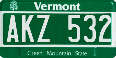 VT license plate AKZ532