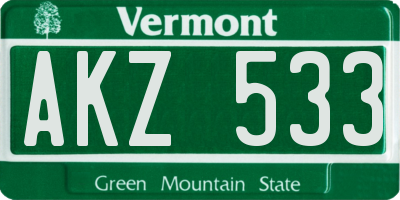 VT license plate AKZ533