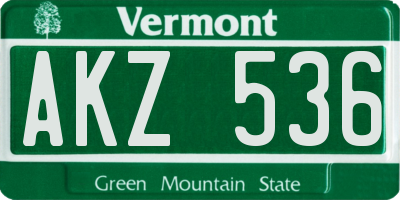 VT license plate AKZ536