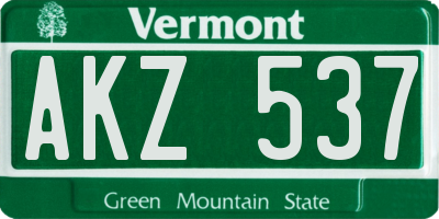 VT license plate AKZ537