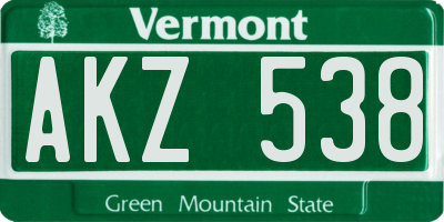 VT license plate AKZ538