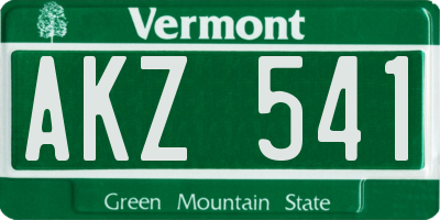 VT license plate AKZ541