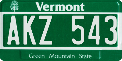 VT license plate AKZ543