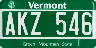 VT license plate AKZ546