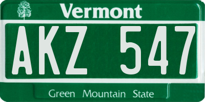 VT license plate AKZ547