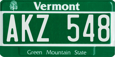 VT license plate AKZ548
