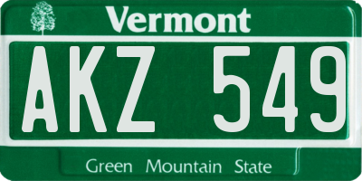 VT license plate AKZ549