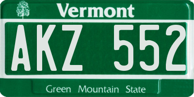 VT license plate AKZ552