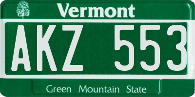 VT license plate AKZ553
