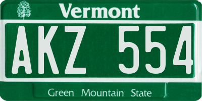 VT license plate AKZ554