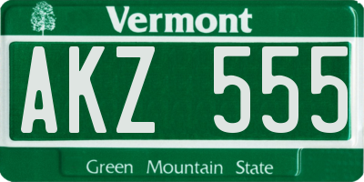 VT license plate AKZ555