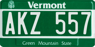 VT license plate AKZ557