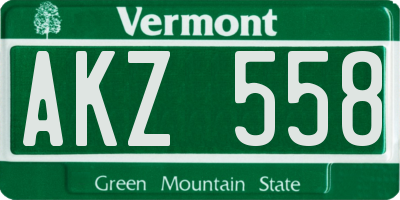 VT license plate AKZ558