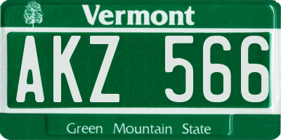 VT license plate AKZ566