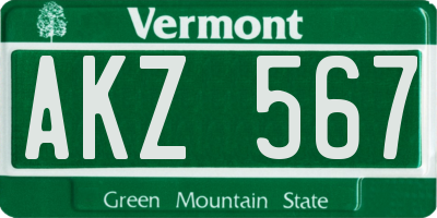 VT license plate AKZ567