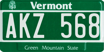 VT license plate AKZ568