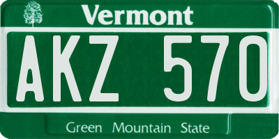 VT license plate AKZ570
