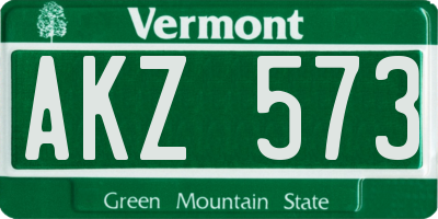 VT license plate AKZ573