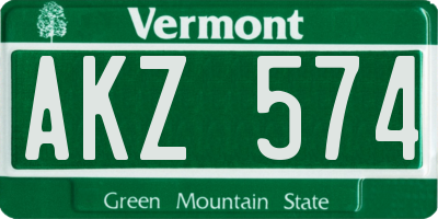 VT license plate AKZ574