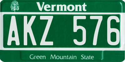 VT license plate AKZ576