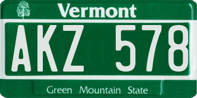 VT license plate AKZ578