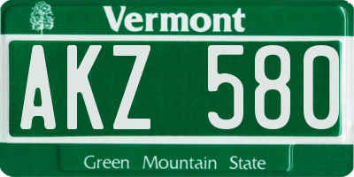 VT license plate AKZ580