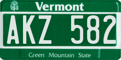 VT license plate AKZ582