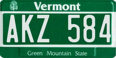 VT license plate AKZ584