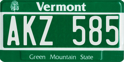 VT license plate AKZ585