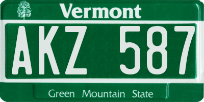 VT license plate AKZ587