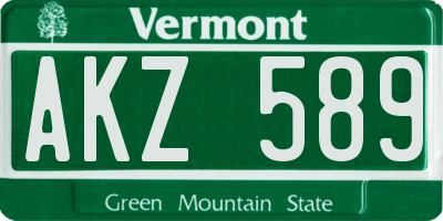 VT license plate AKZ589