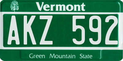 VT license plate AKZ592