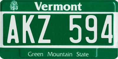 VT license plate AKZ594