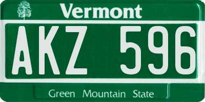 VT license plate AKZ596