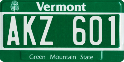 VT license plate AKZ601
