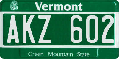 VT license plate AKZ602