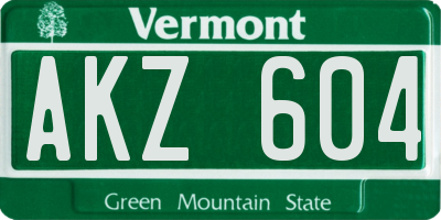 VT license plate AKZ604