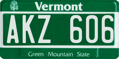VT license plate AKZ606