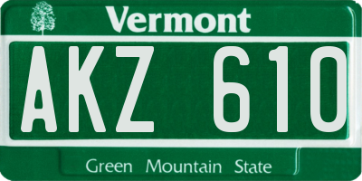 VT license plate AKZ610