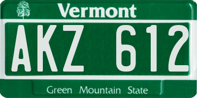 VT license plate AKZ612