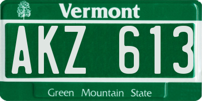 VT license plate AKZ613