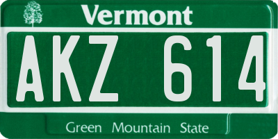 VT license plate AKZ614