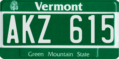 VT license plate AKZ615