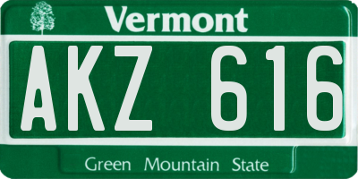 VT license plate AKZ616