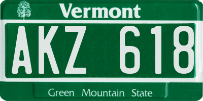 VT license plate AKZ618