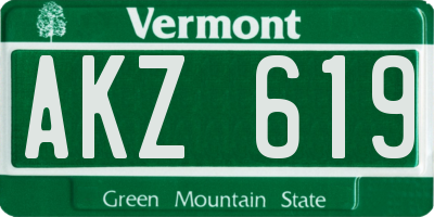 VT license plate AKZ619